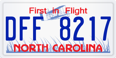 NC license plate DFF8217