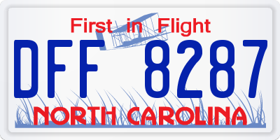 NC license plate DFF8287