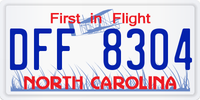 NC license plate DFF8304