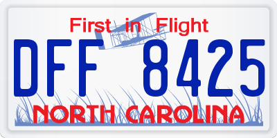 NC license plate DFF8425