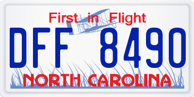 NC license plate DFF8490