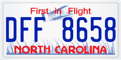 NC license plate DFF8658