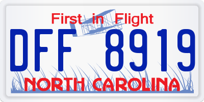 NC license plate DFF8919