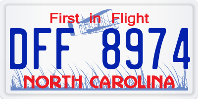 NC license plate DFF8974