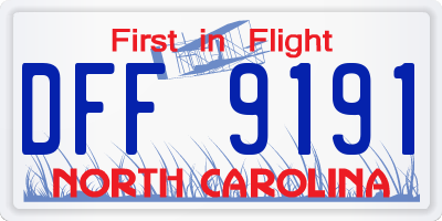 NC license plate DFF9191
