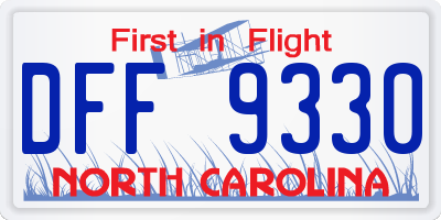 NC license plate DFF9330