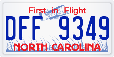 NC license plate DFF9349