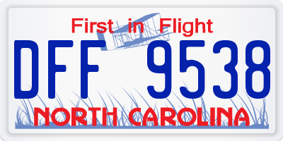 NC license plate DFF9538
