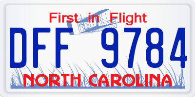 NC license plate DFF9784