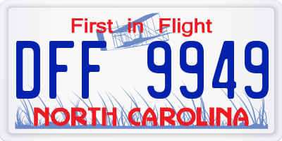 NC license plate DFF9949
