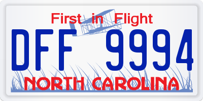 NC license plate DFF9994