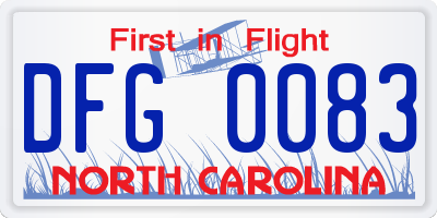 NC license plate DFG0083