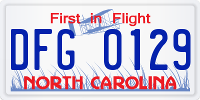 NC license plate DFG0129