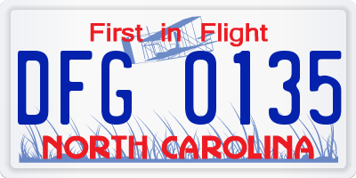 NC license plate DFG0135