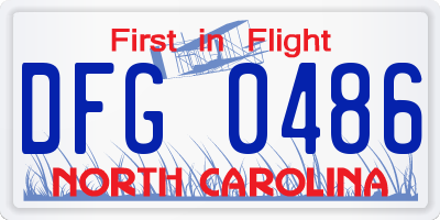 NC license plate DFG0486