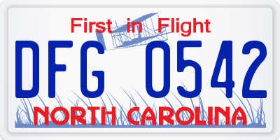 NC license plate DFG0542