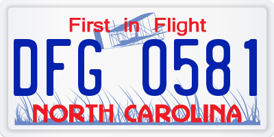 NC license plate DFG0581