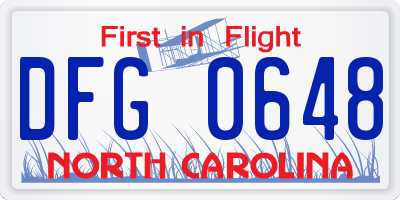 NC license plate DFG0648