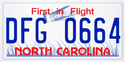 NC license plate DFG0664