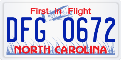 NC license plate DFG0672