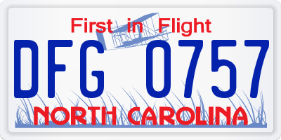 NC license plate DFG0757