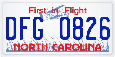NC license plate DFG0826