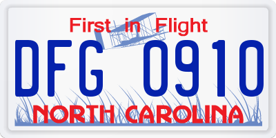 NC license plate DFG0910