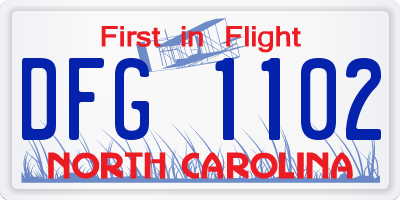 NC license plate DFG1102