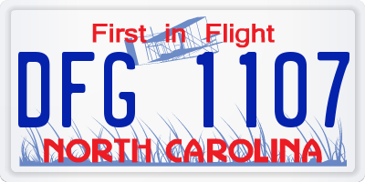 NC license plate DFG1107