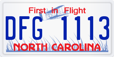 NC license plate DFG1113