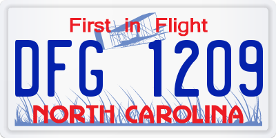 NC license plate DFG1209