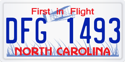 NC license plate DFG1493