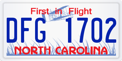 NC license plate DFG1702