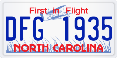 NC license plate DFG1935