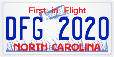 NC license plate DFG2020