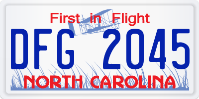 NC license plate DFG2045