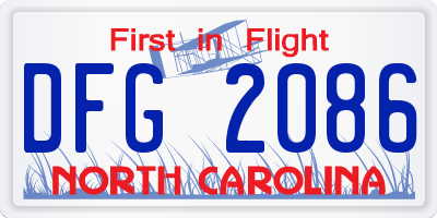 NC license plate DFG2086