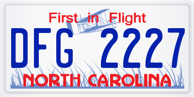 NC license plate DFG2227
