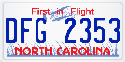 NC license plate DFG2353