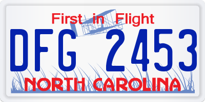 NC license plate DFG2453