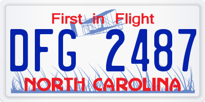 NC license plate DFG2487