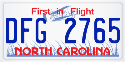 NC license plate DFG2765