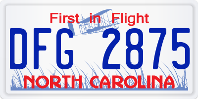NC license plate DFG2875