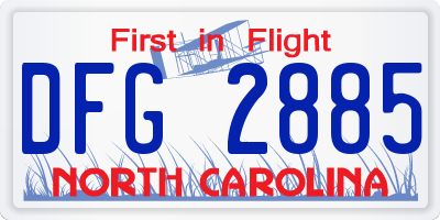 NC license plate DFG2885