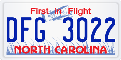 NC license plate DFG3022