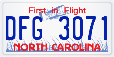 NC license plate DFG3071