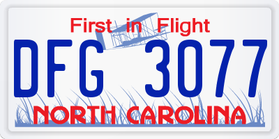 NC license plate DFG3077