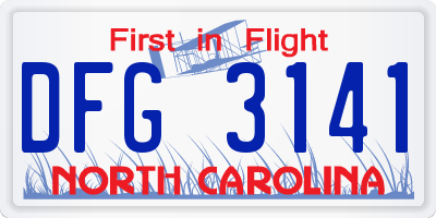NC license plate DFG3141