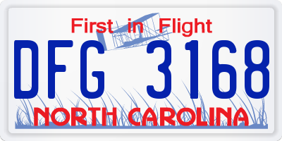 NC license plate DFG3168