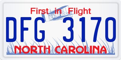 NC license plate DFG3170